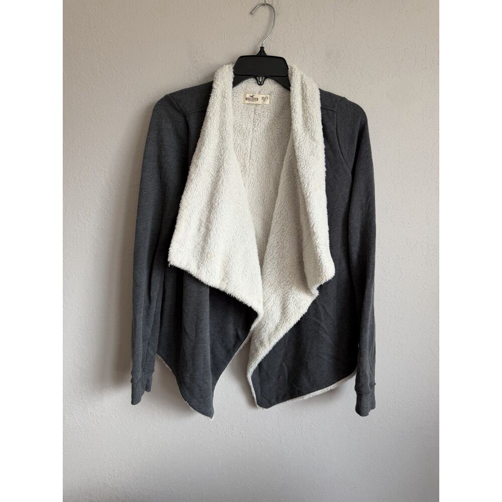 Hollister Gray Shearling Lined Open Cardigan Sweater Womens XS/S Casual